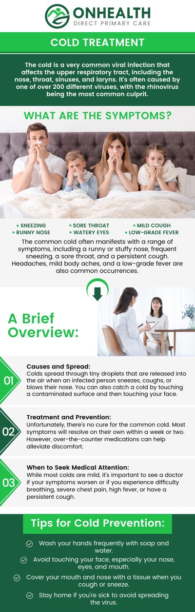 Common questions asked by patients: What are the symptoms of a cold or flu? How can cold and flu treatments help? How do I know if I have a cold or the flu? How long does it take to recover from a cold or flu? For more information, contact us or schedule an appointment online. We are conveniently located at 11590 Black Forest Rd #10, Colorado Springs, CO 80908.