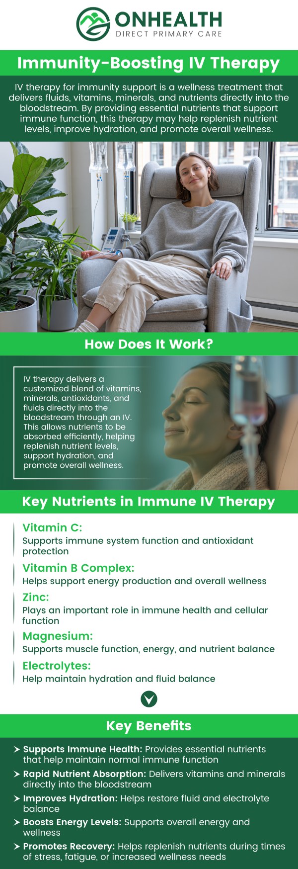 At OnHealth, in Colorado Springs, CO, Gary Seifert, APRN, FNP-C, provides personalized immunity-boosting IV therapy designed to support overall wellness, energy, and immune function. Our team combines advanced IV nutrient therapies with patient-centered guidance, creating individualized treatment plans based on health needs and wellness goals. Patients in Colorado Springs and surrounding areas can benefit from efficient, professional IV therapy sessions aimed at enhancing vitality and promoting long-term health. For more information, contact us or schedule an appointment online. We are conveniently located at 11590 Black Forest Rd #10, Colorado Springs, CO 80908. At OnHealth, in Colorado Springs, CO, Gary Seifert, APRN, FNP-C, provides personalized immunity-boosting IV therapy designed to support overall wellness, energy, and immune function. Our team combines advanced IV nutrient therapies with patient-centered guidance, creating individualized treatment plans based on health needs and wellness goals. Patients in Colorado Springs and surrounding areas can benefit from efficient, professional IV therapy sessions aimed at enhancing vitality and promoting long-term health. For more information, contact us or schedule an appointment online. We are conveniently located at 11590 Black Forest Rd #10, Colorado Springs, CO 80908.